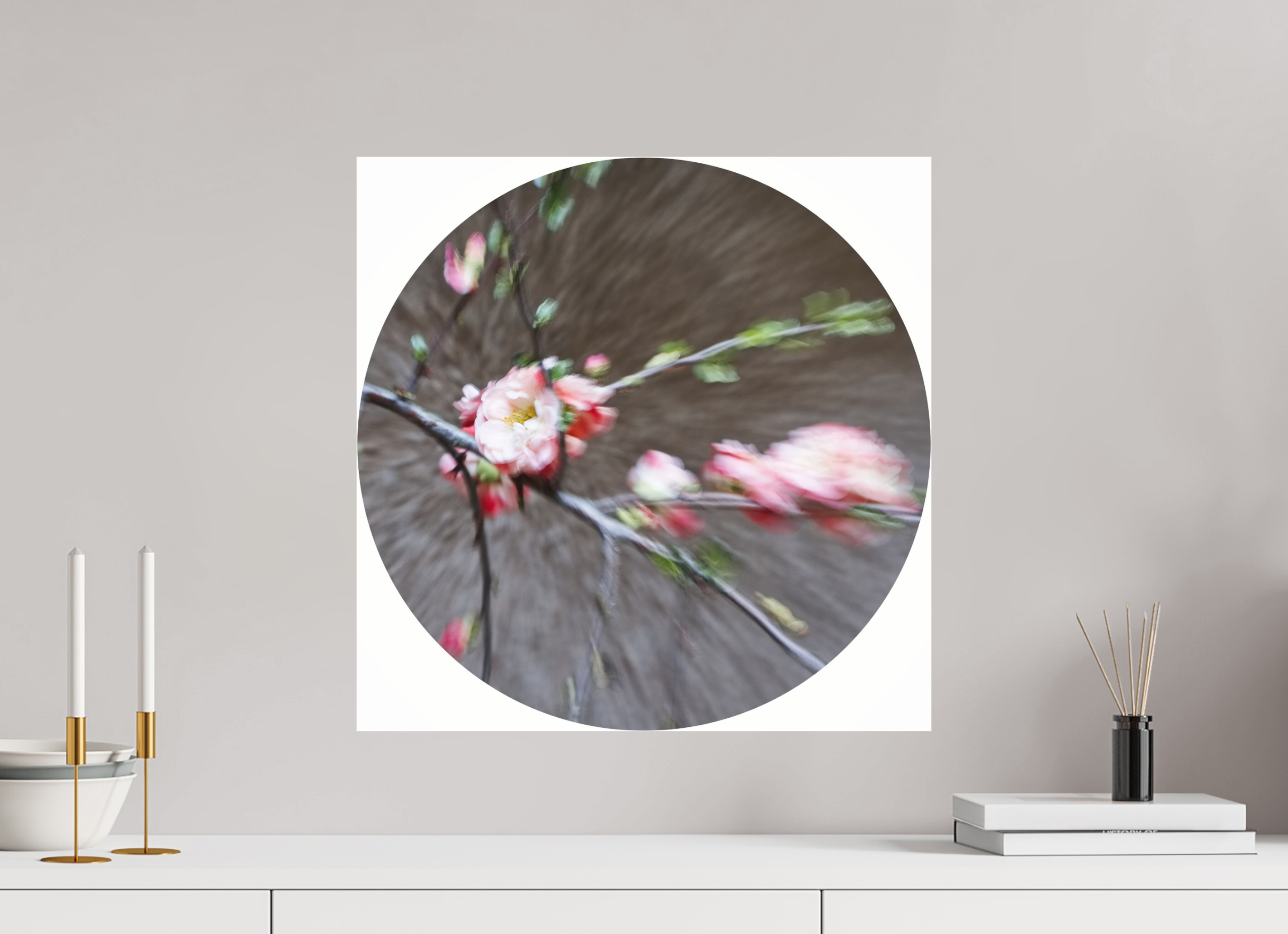 50 x 50 cm, Photo Print Under Acrylic Glass Quittenblüten
