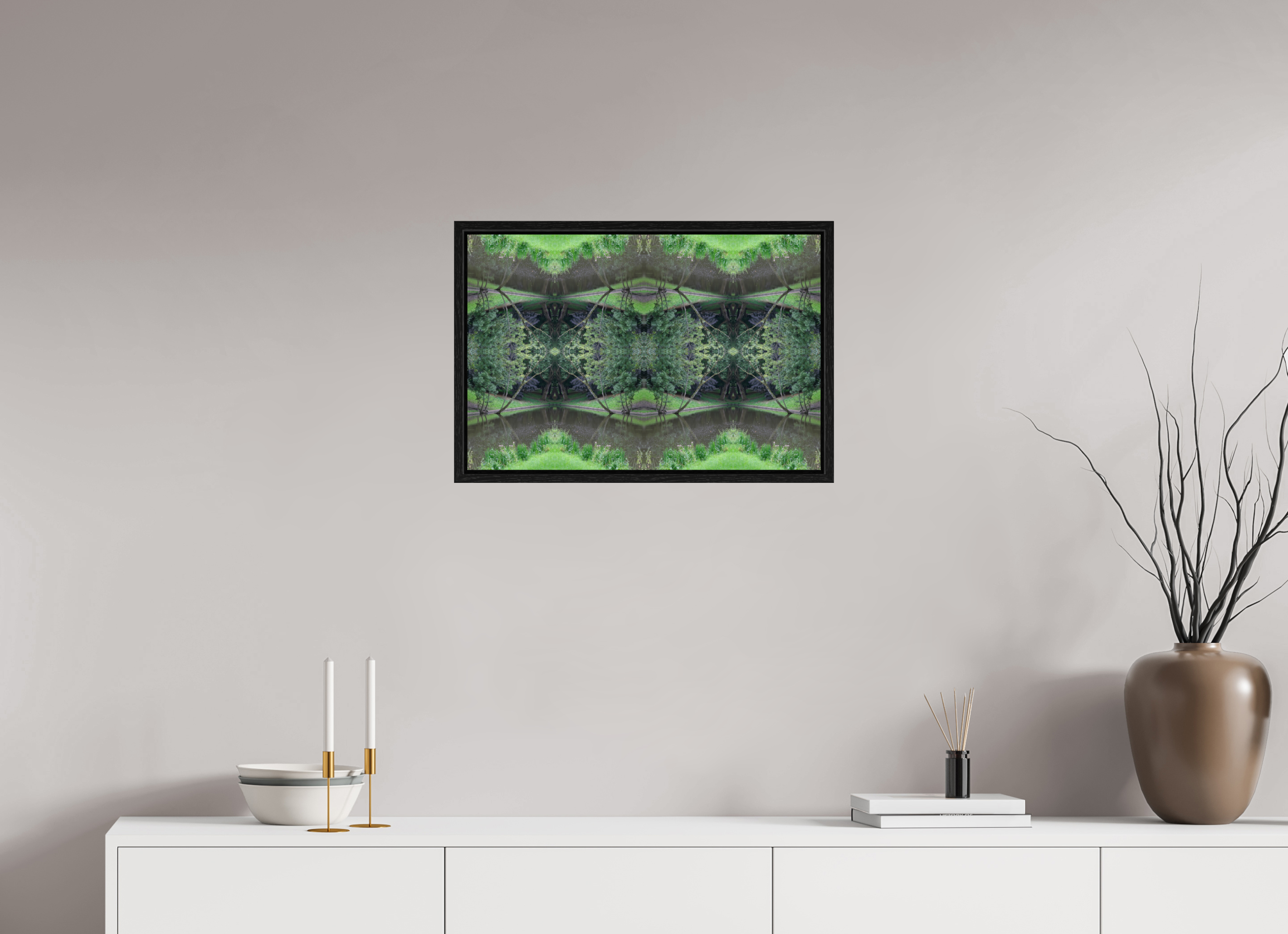 60 x 40 cm, Floater Frame Symmetry in Green