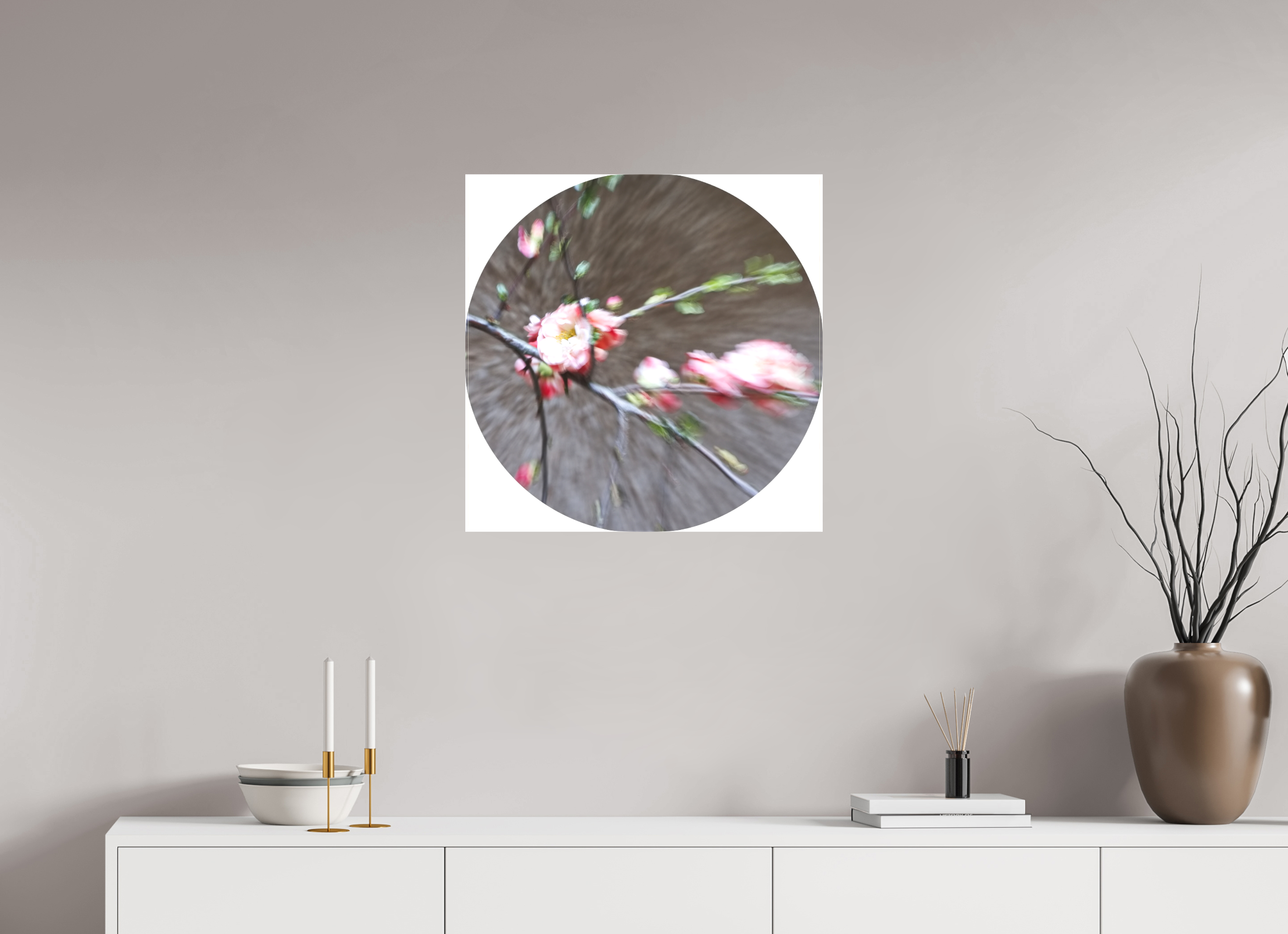 60 x 60 cm, Leinwand matt Quittenblütentanz
