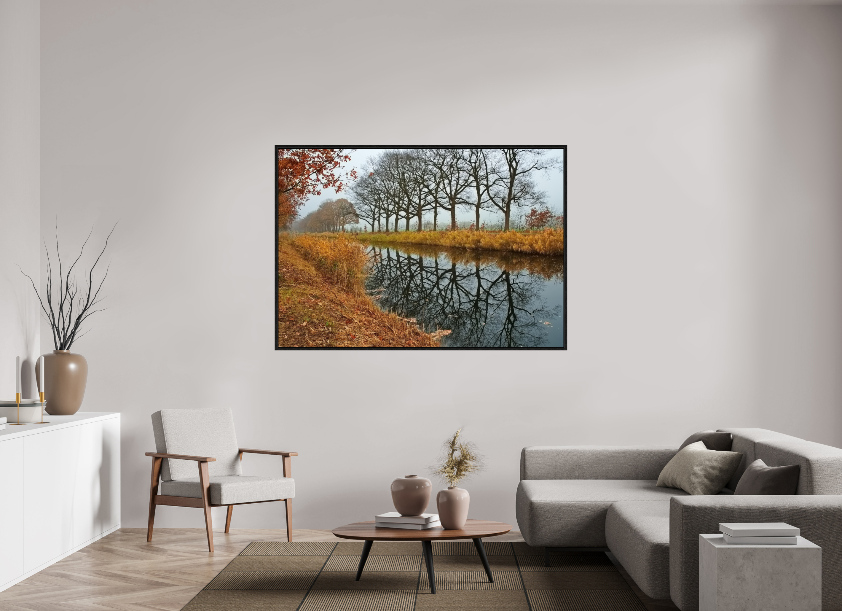 172,9 x 120 cm, Floater Frame Echo der Bäume
