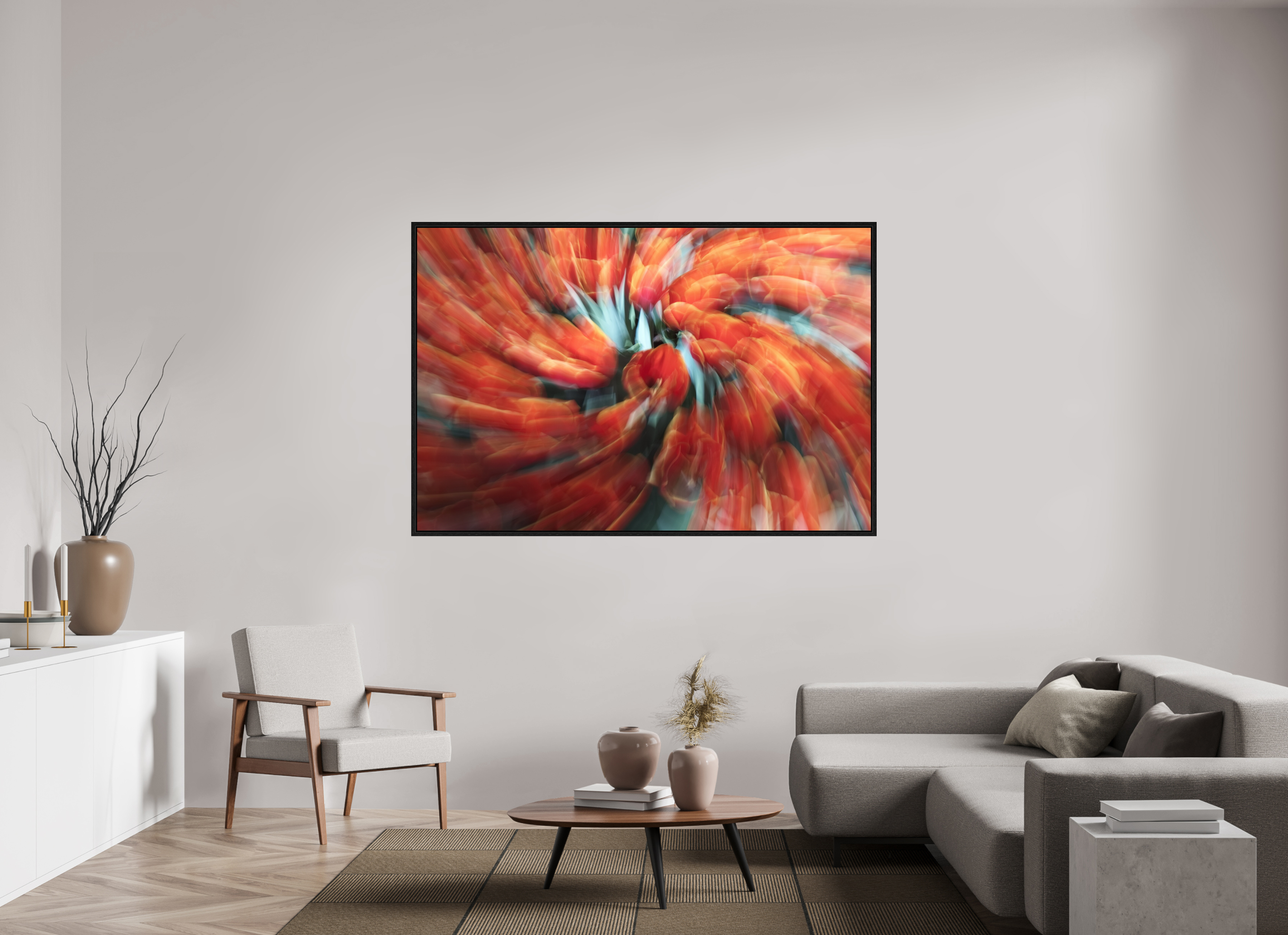 180 x 120 cm, Floater Frame Zwischen Glühen und Stille