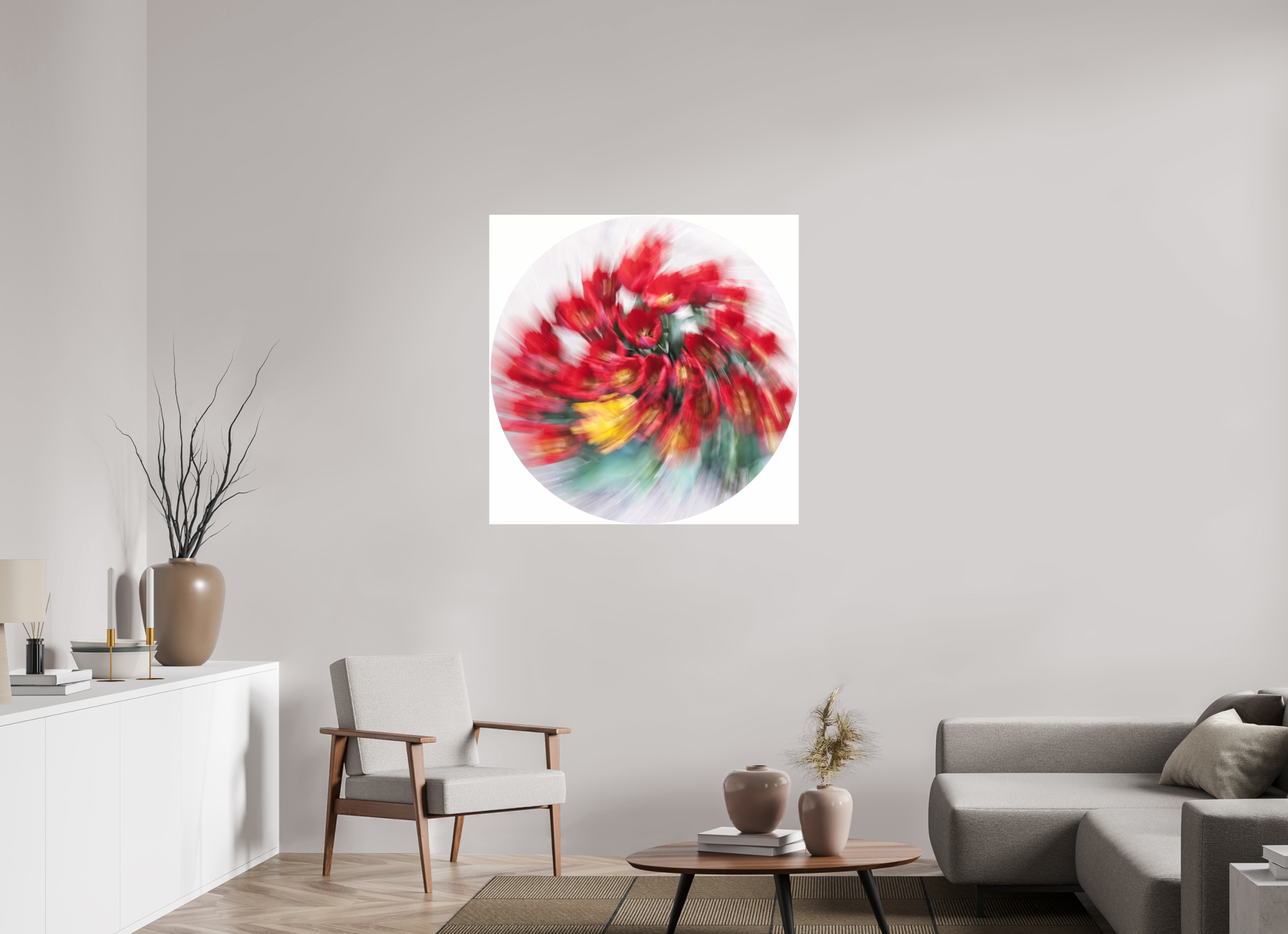 100 x 100 cm, Photo Print Under Acrylic Glass Sinfonie in Rot
