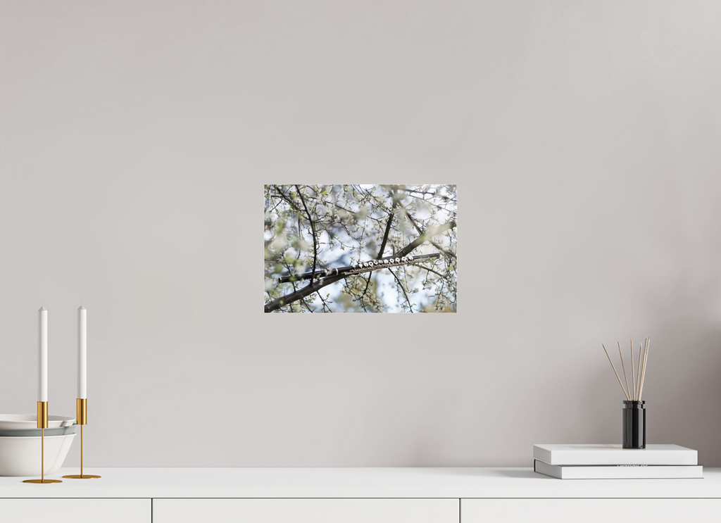 30 x 20 cm, Photo Print Under Acrylic Glass Flute with white flowers.