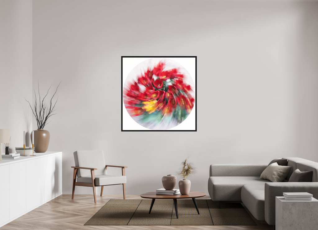 120 x 120 cm, Floater Frame Sinfonie in Rot