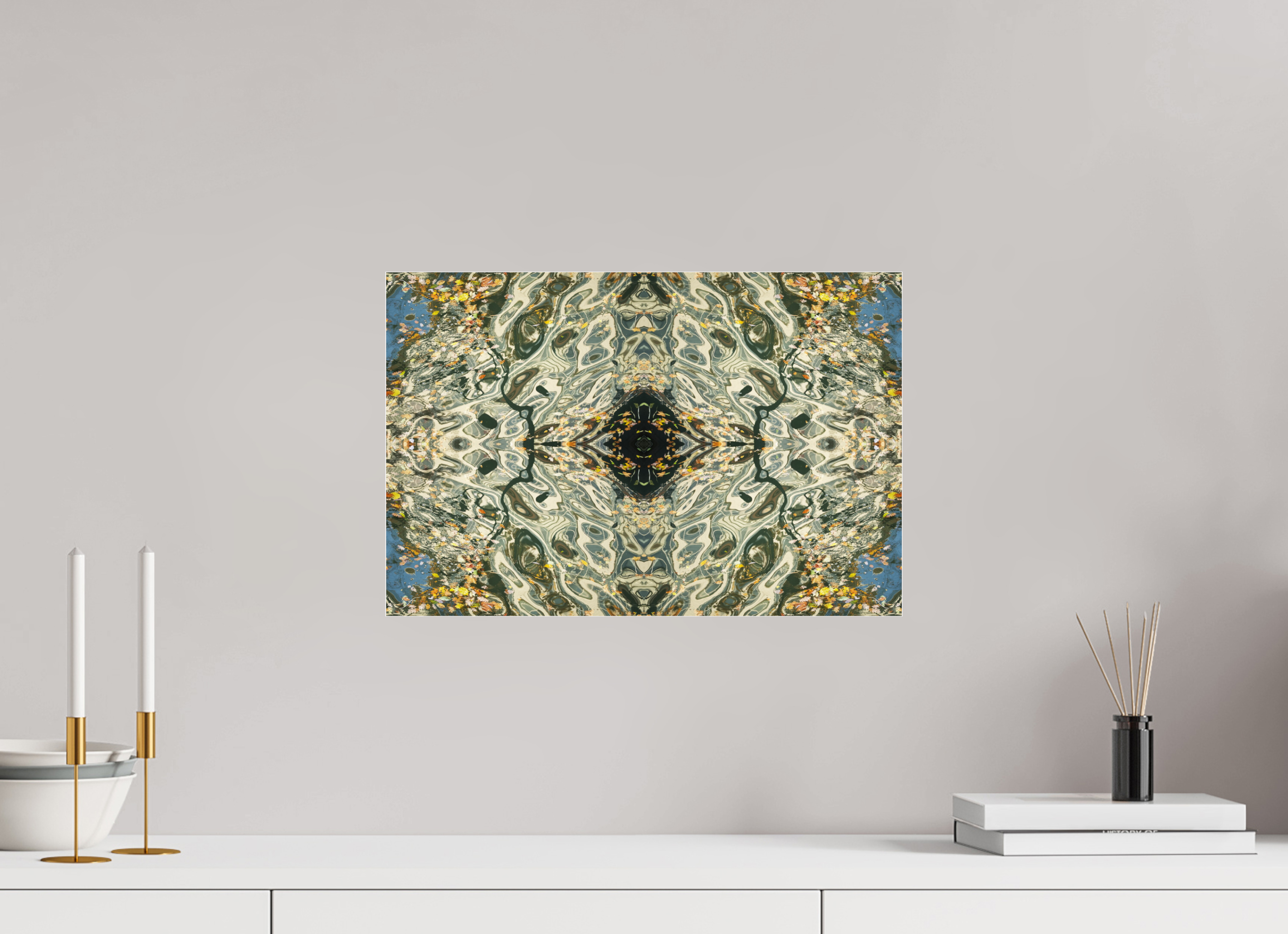 45 x 30 cm, Photo Print Under Acrylic Glass Autumnal Liquid Mirror