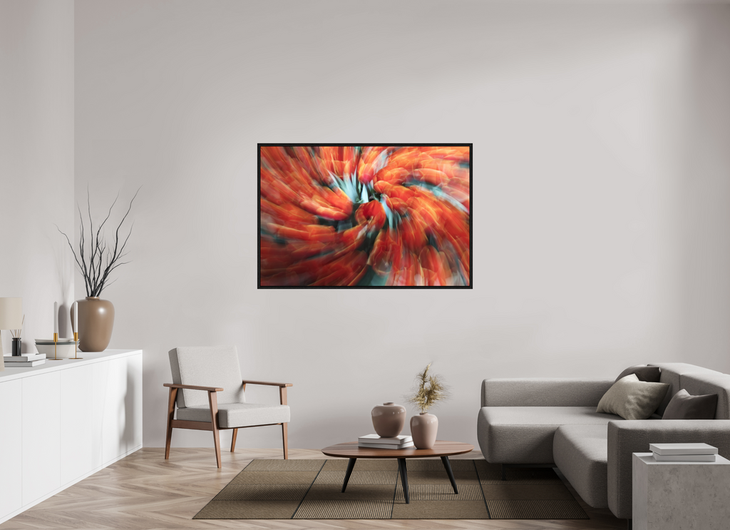 150 x 100 cm, Floater Frame Zwischen Glühen und Stille