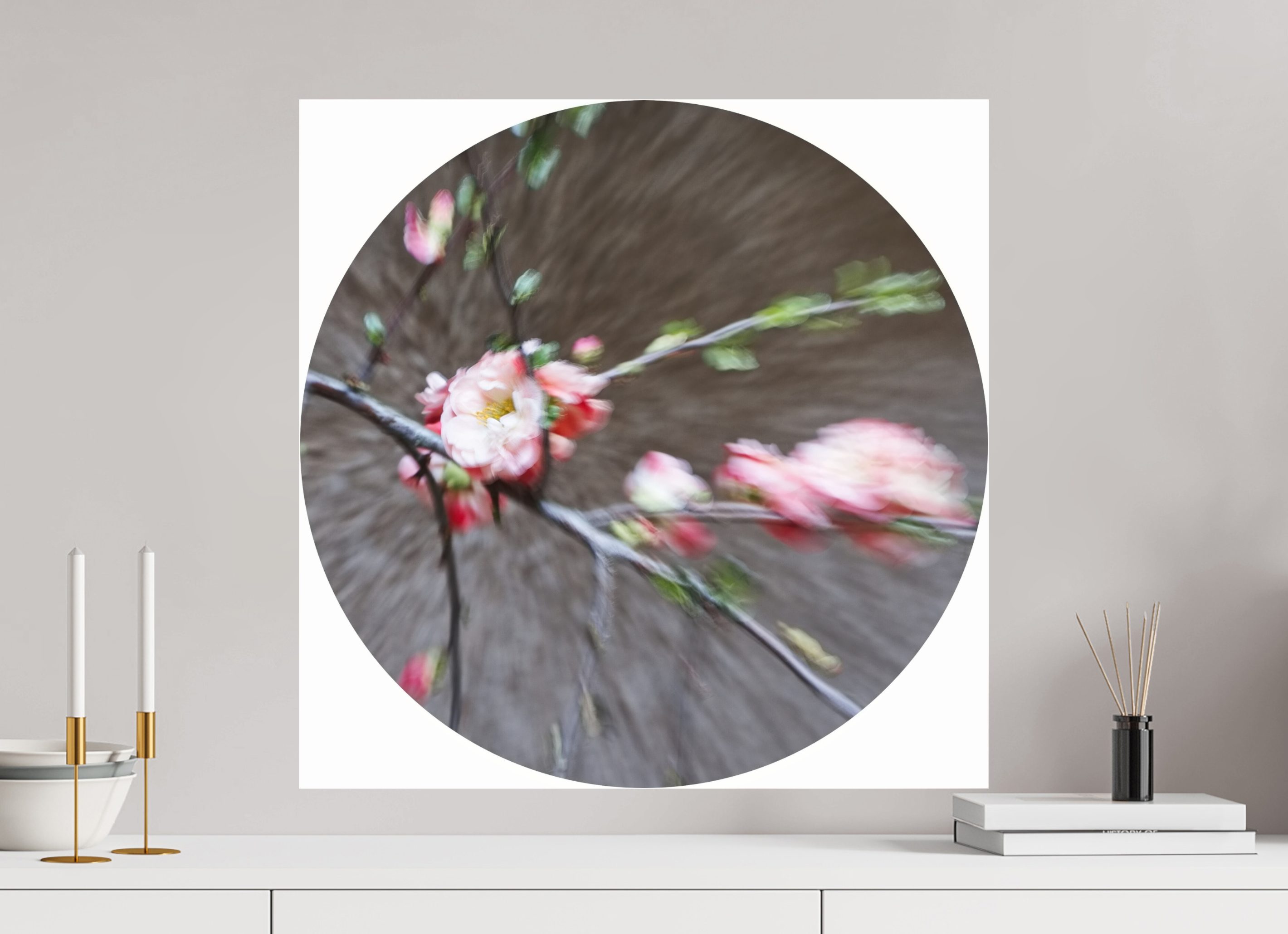 60 x 60 cm, Photo Print Under Acrylic Glass Quittenblüten