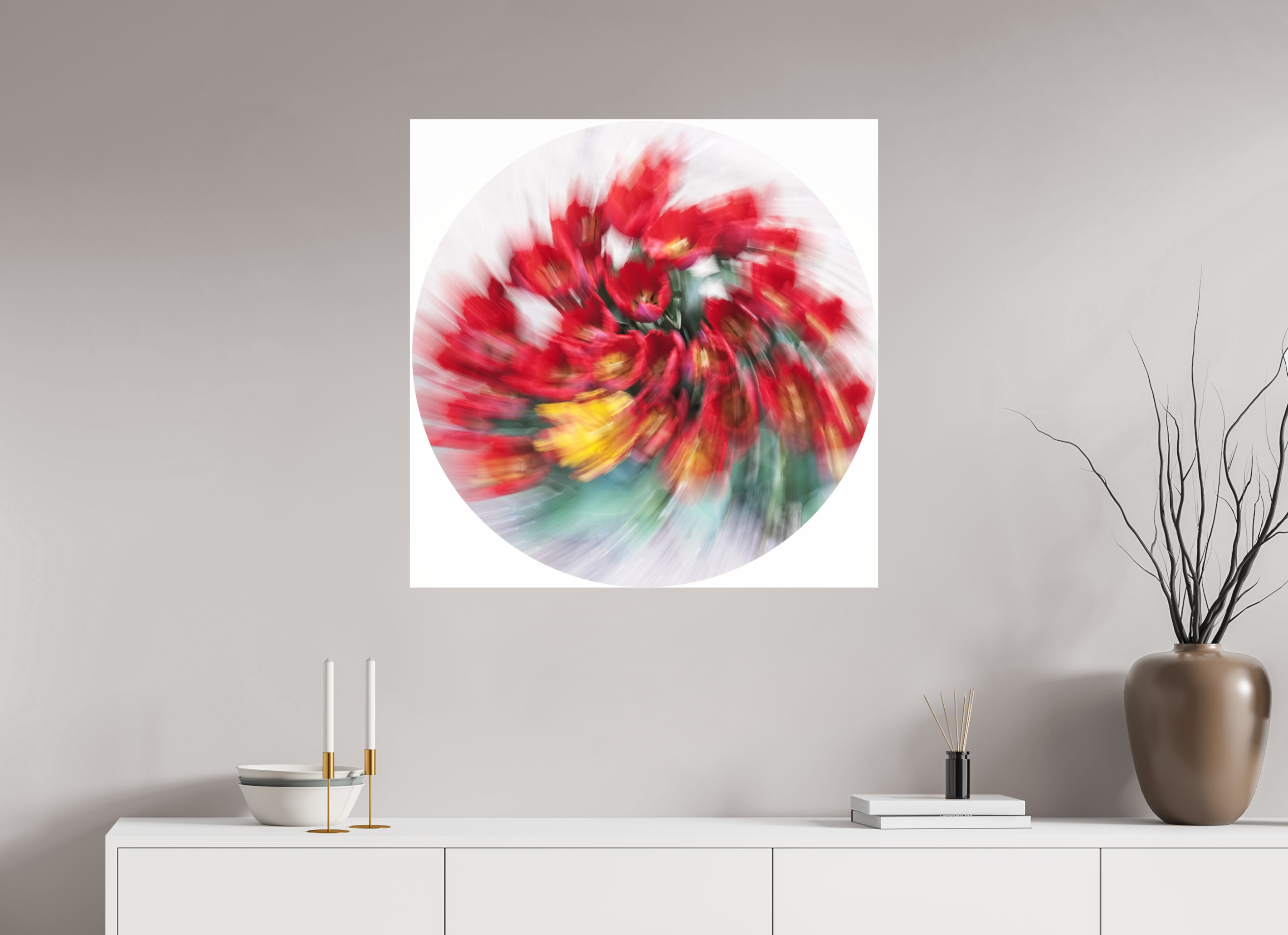80 x 80 cm, Photo Print Under Acrylic Glass Sinfonie in Rot