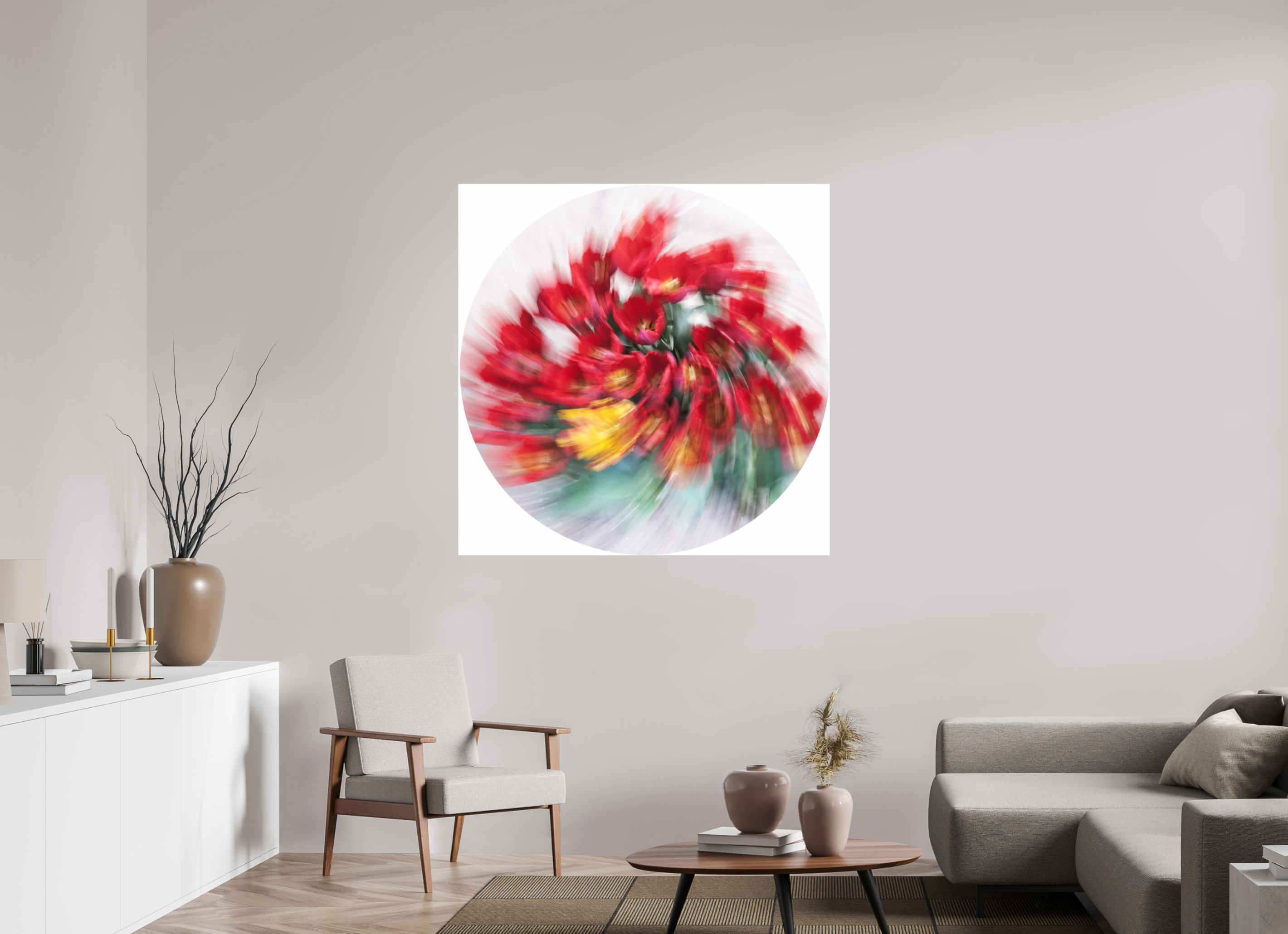 120 x 120 cm, Photo Print Under Acrylic Glass Sinfonie in Rot