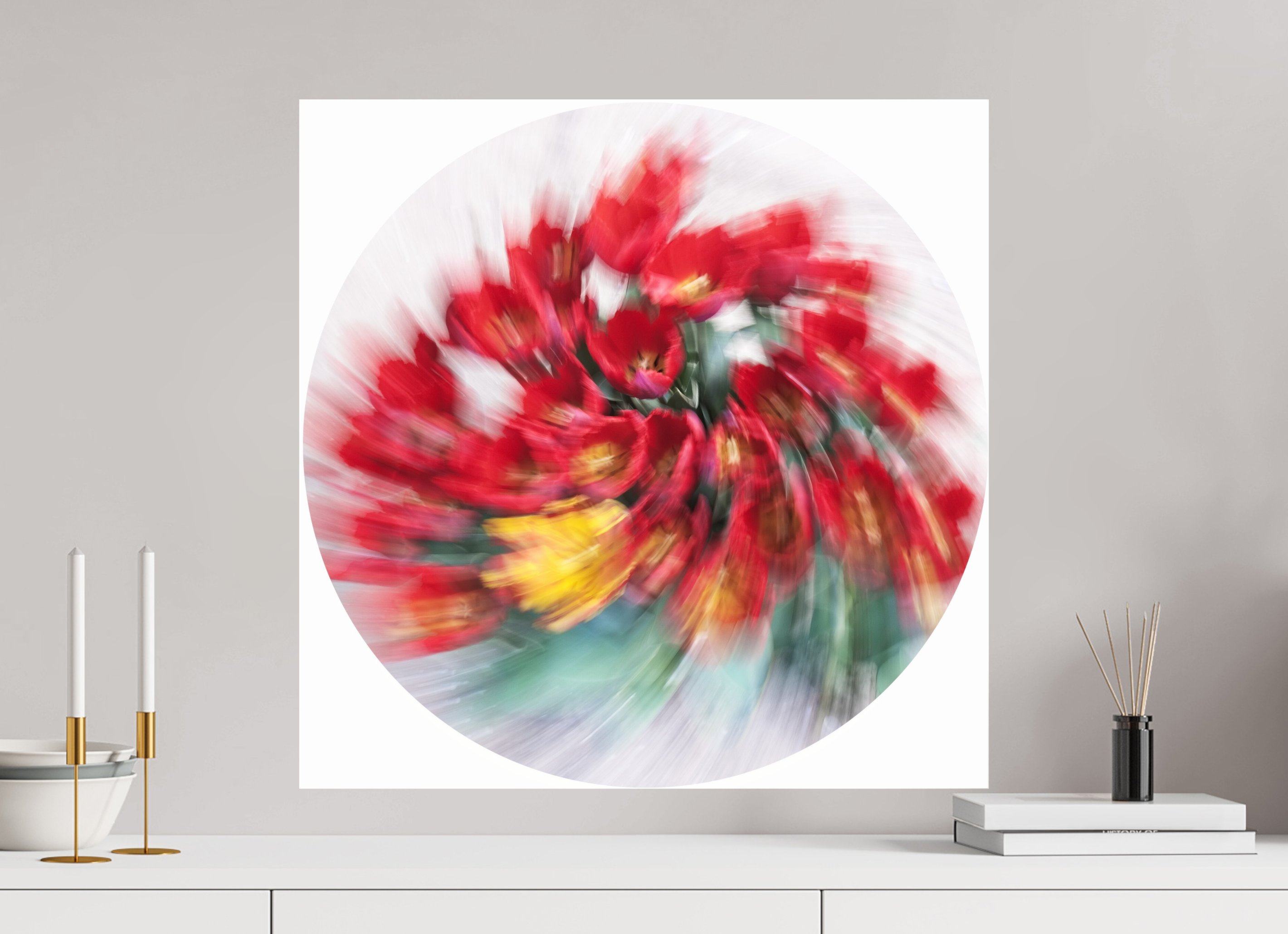 60 x 60 cm, Photo Print Under Acrylic Glass Sinfonie in Rot