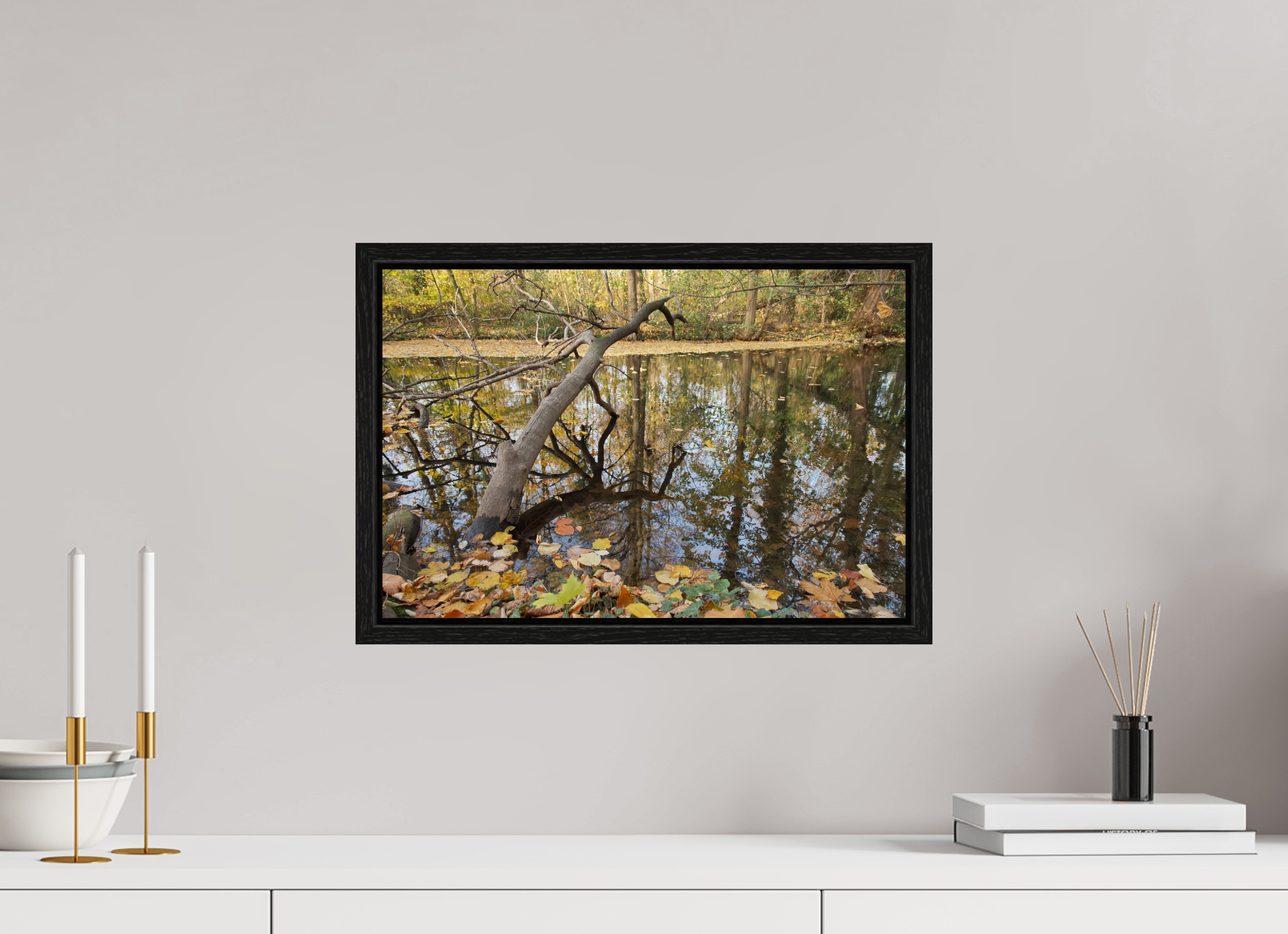 45 x 30 cm, Floater Frame Autumn landscape