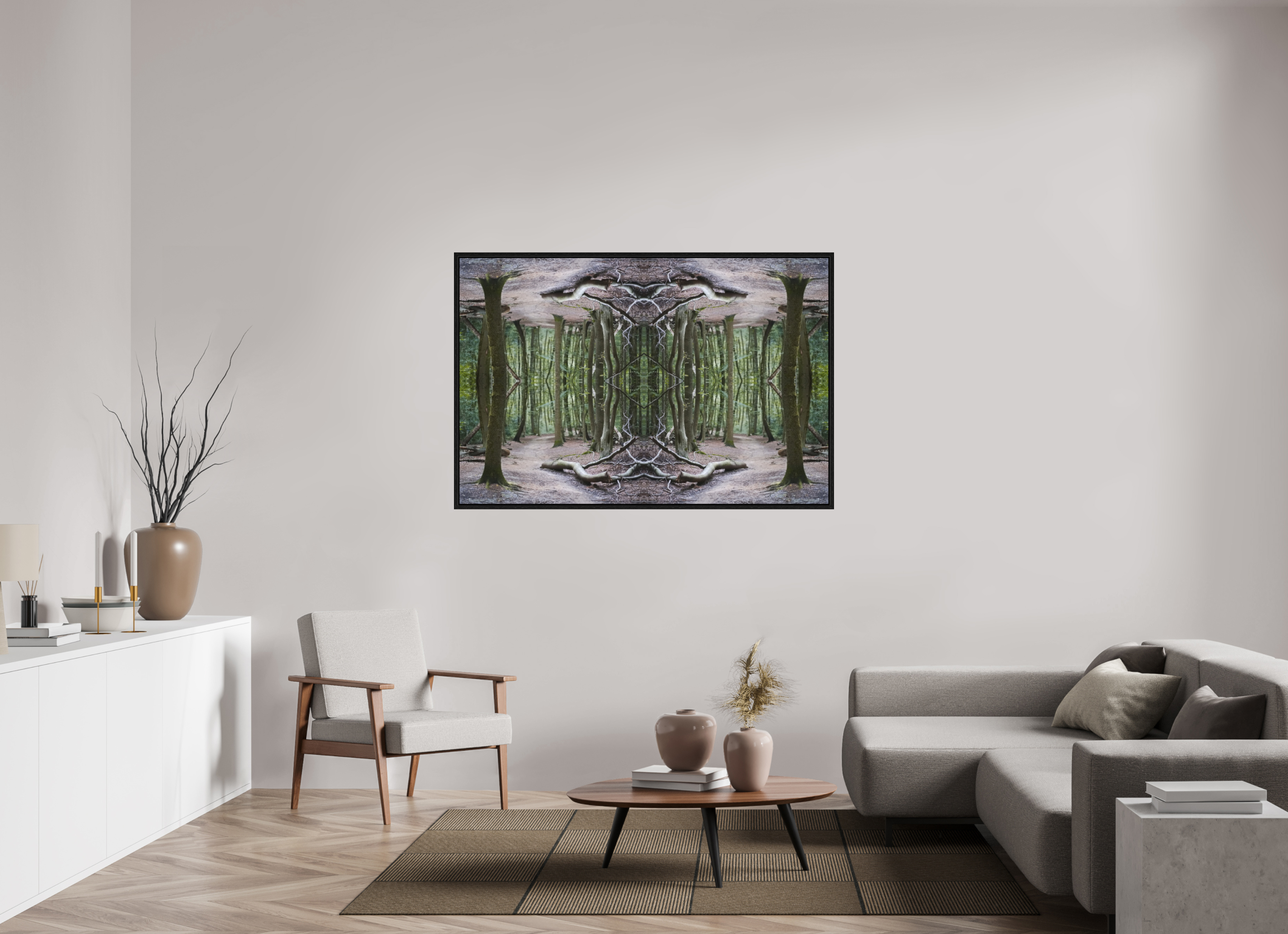 150 x 100 cm, Floater Frame Woodland Illusion
