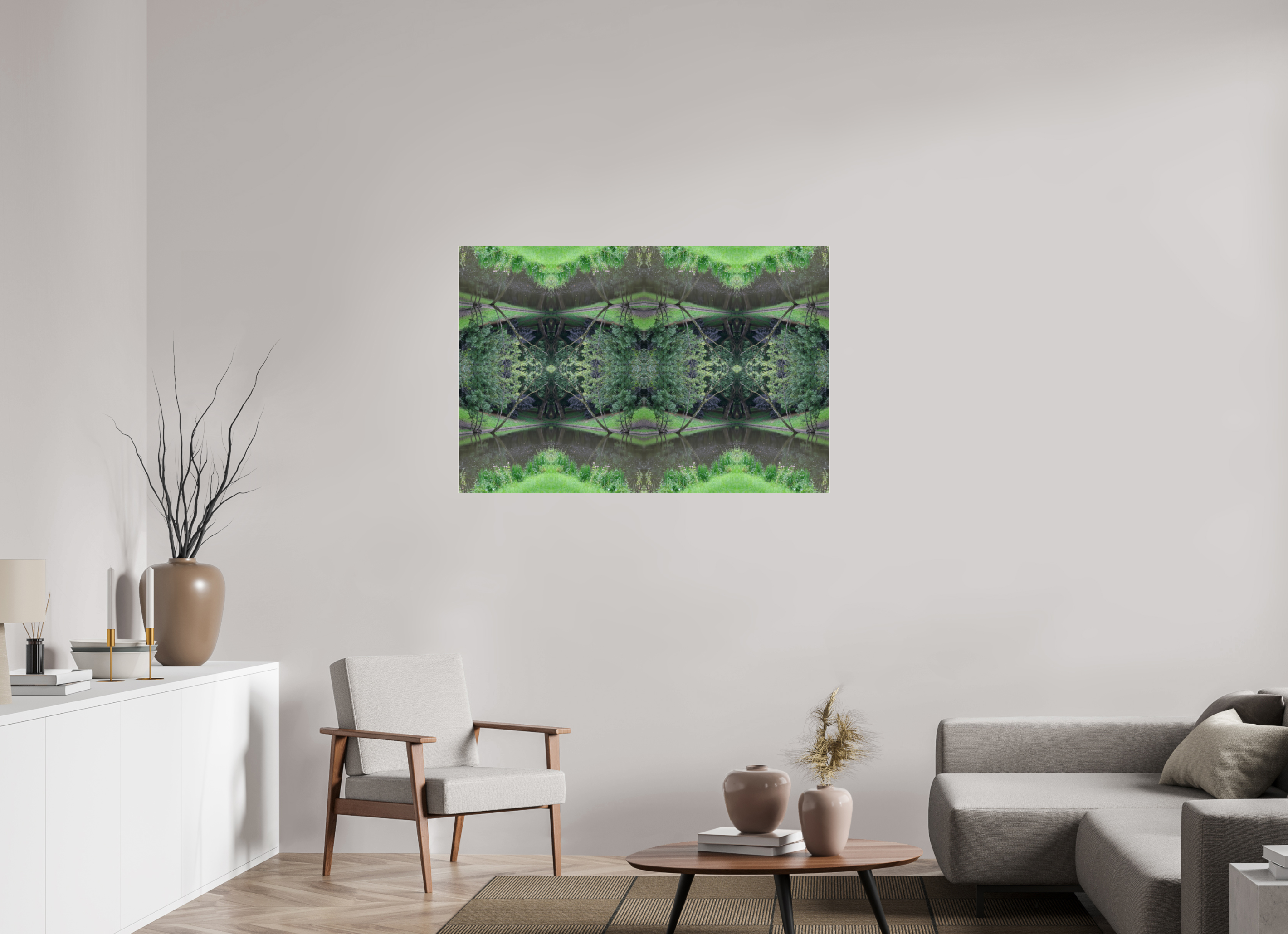 120 x 80 cm, Photo Print Under Acrylic Glass Symmetry in Green