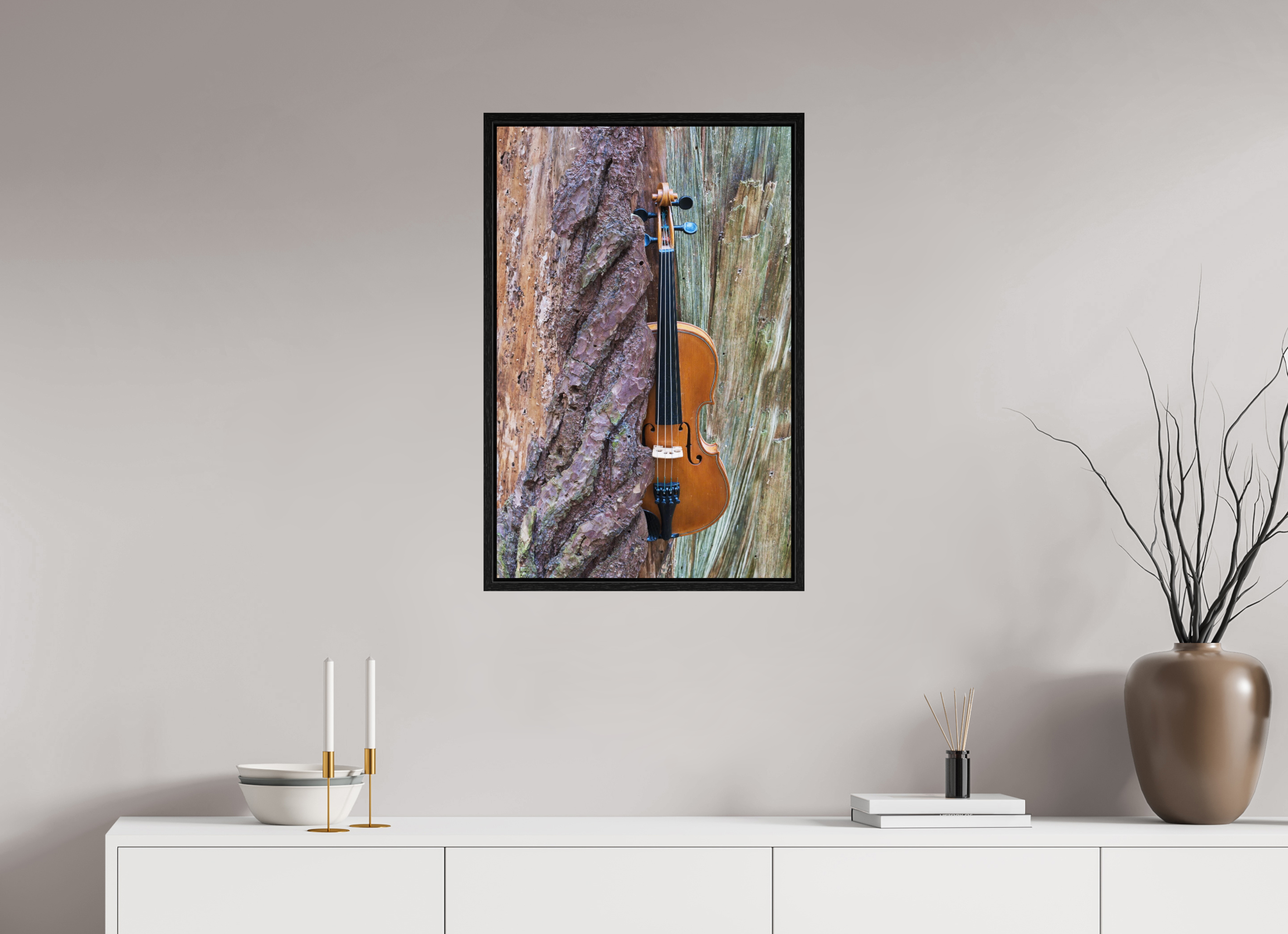 50 x 76,7 cm, Floater Frame A violin in its element