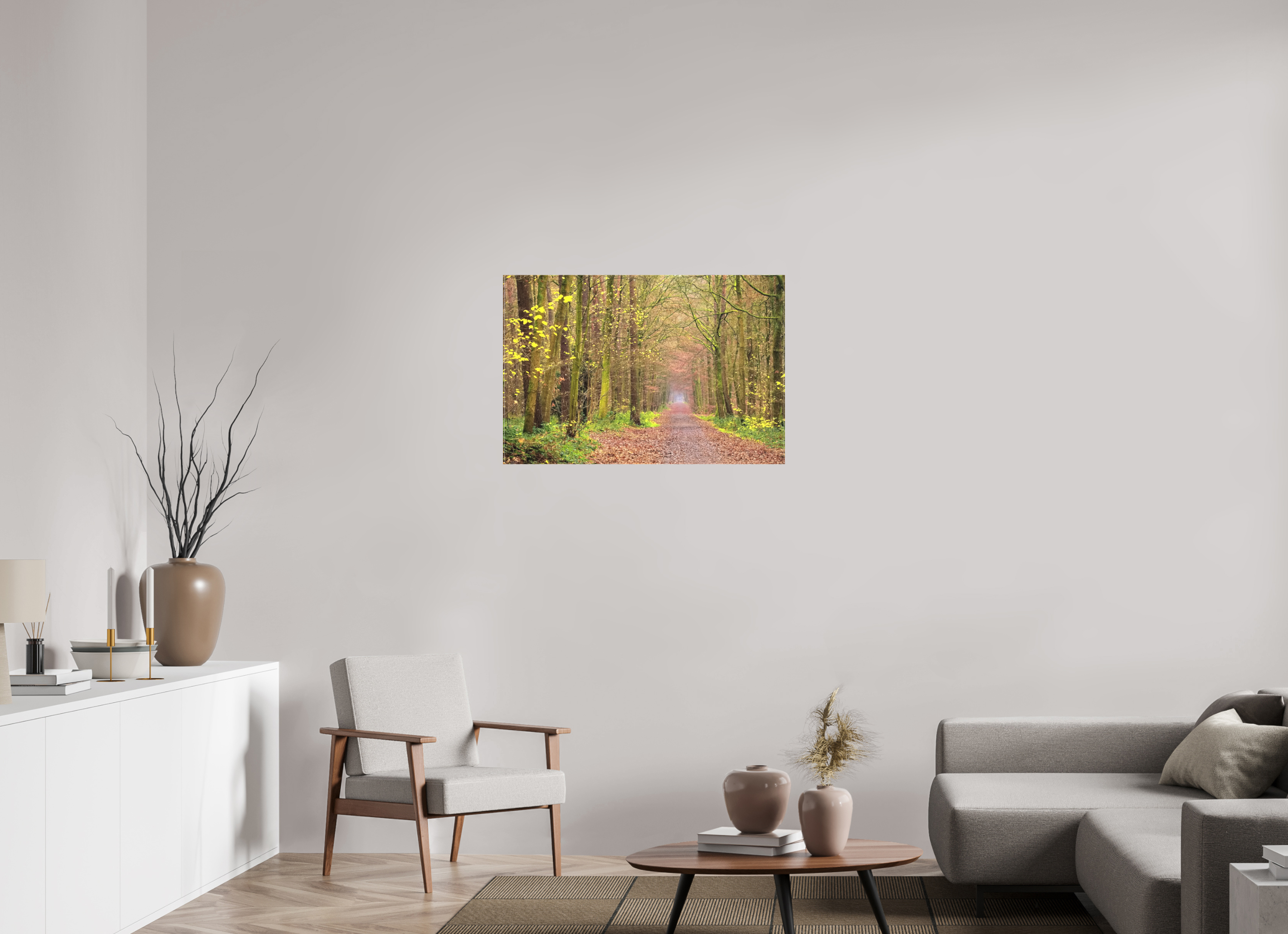 90 x 60 cm, Leinwand matt Dünnwald in Herbst