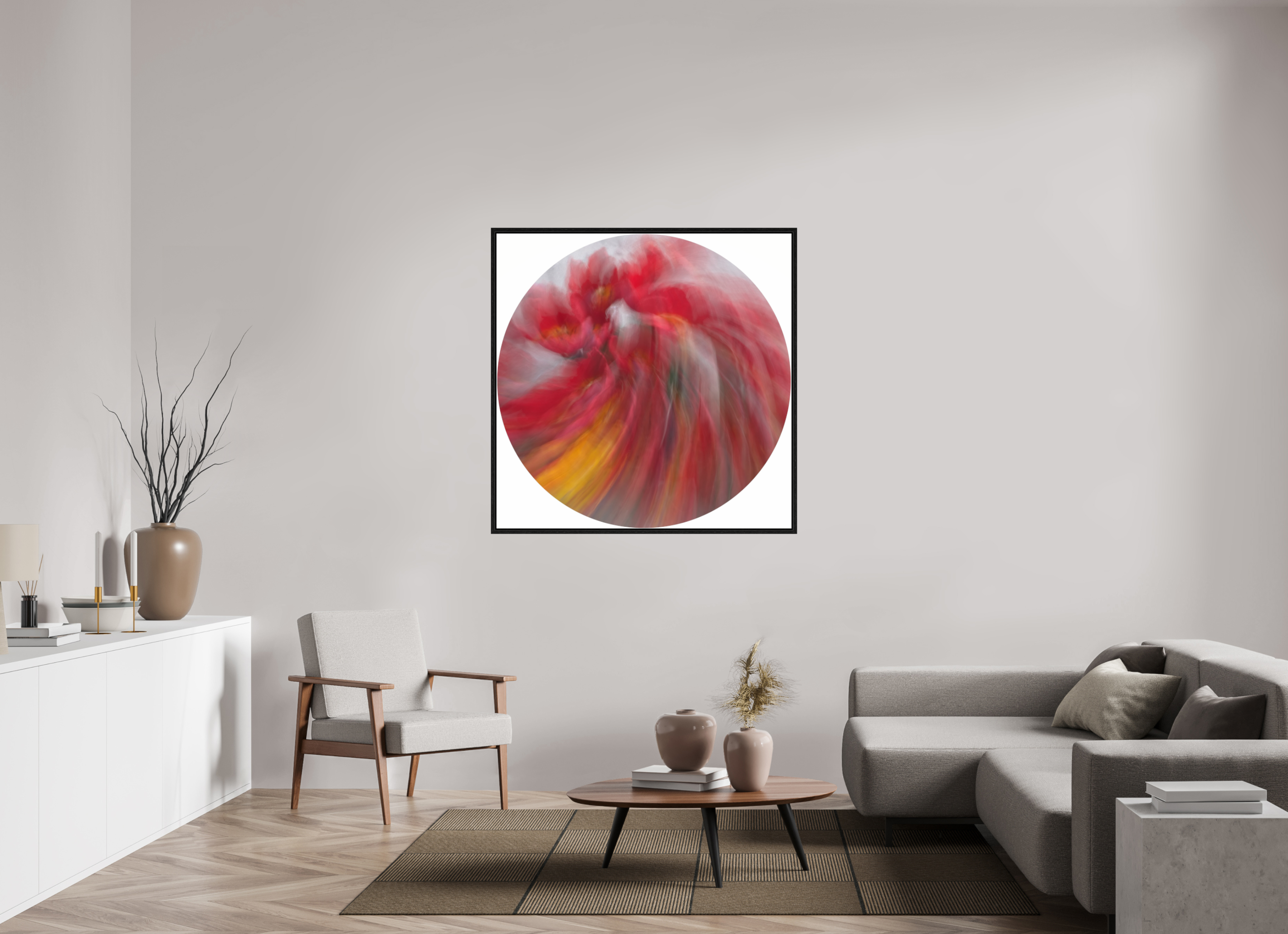 120 x 120 cm, Floater Frame Blütenaura