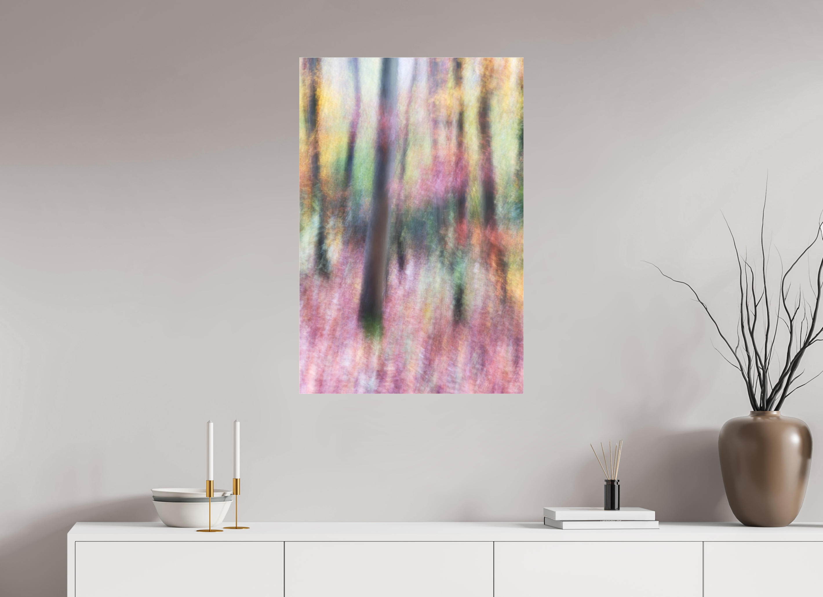 60 x 90 cm, Photo Print Under Acrylic Glass Autumn Forest Impression
