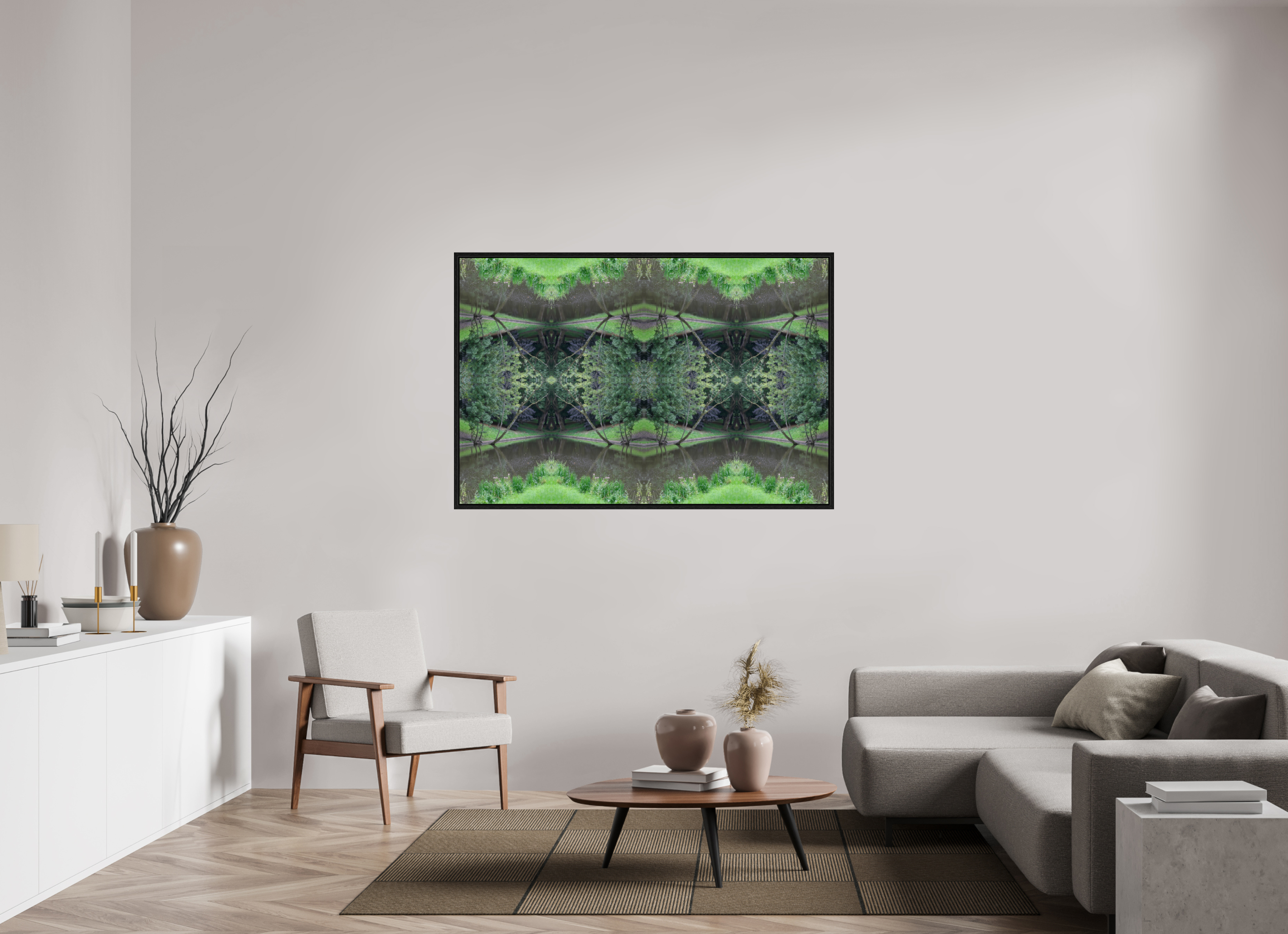 150 x 100 cm, Floater Frame Symmetry in Green