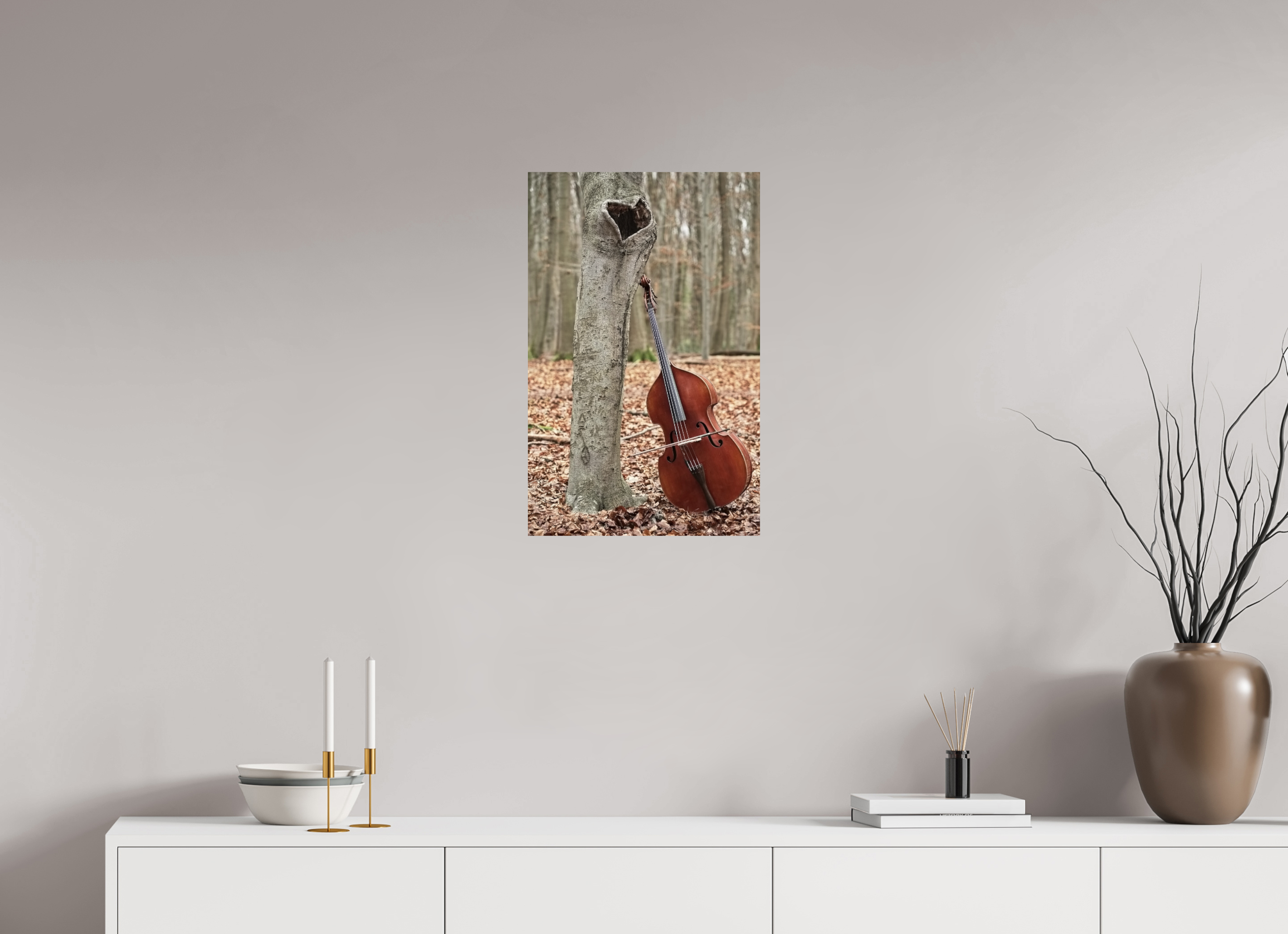 40 x 62,7 cm, Photo Print On Fuji Crystal DP II A double bass with heart.