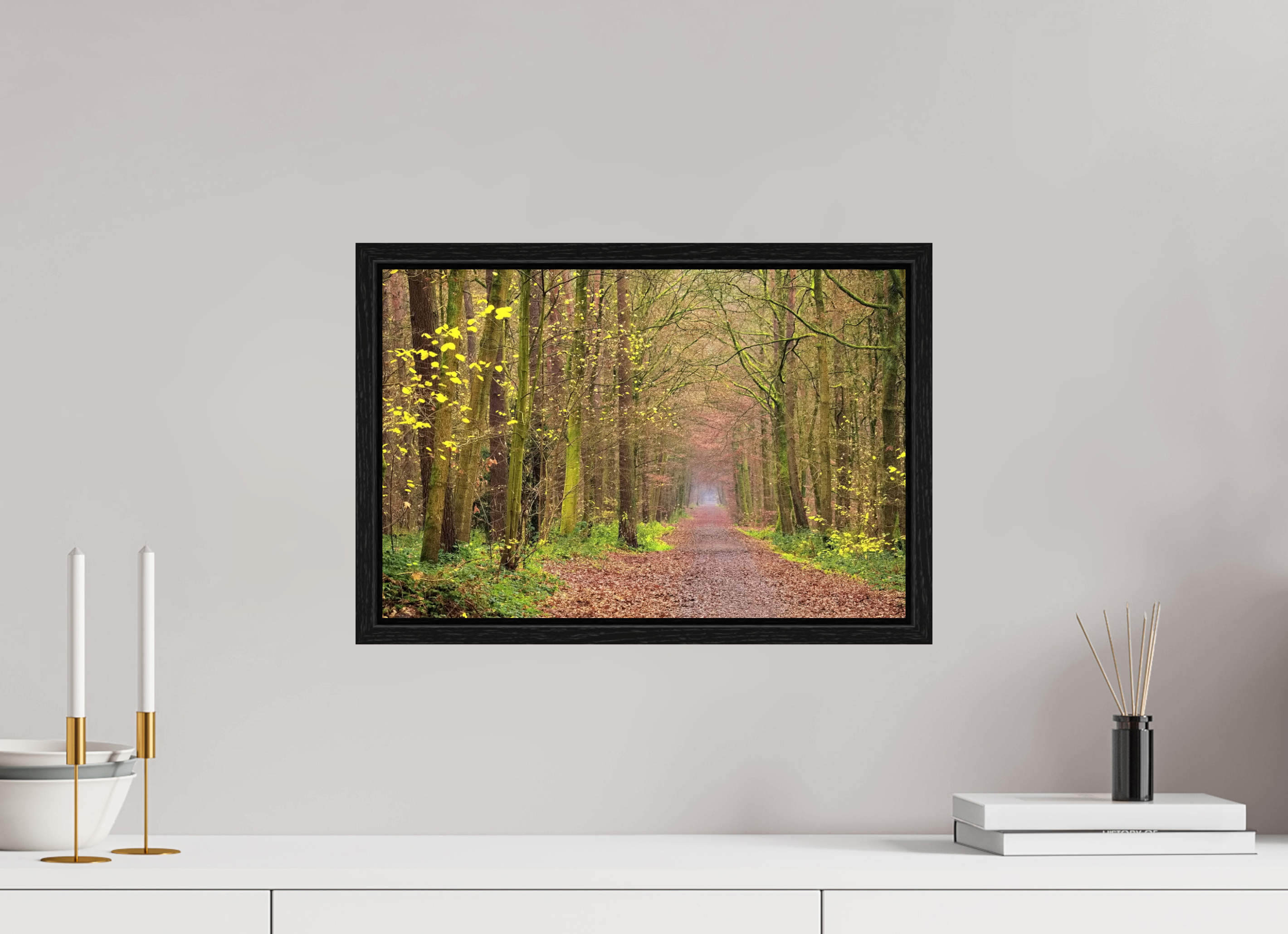 45 x 30 cm, Floater Frame The autumnal Dünnwald forest