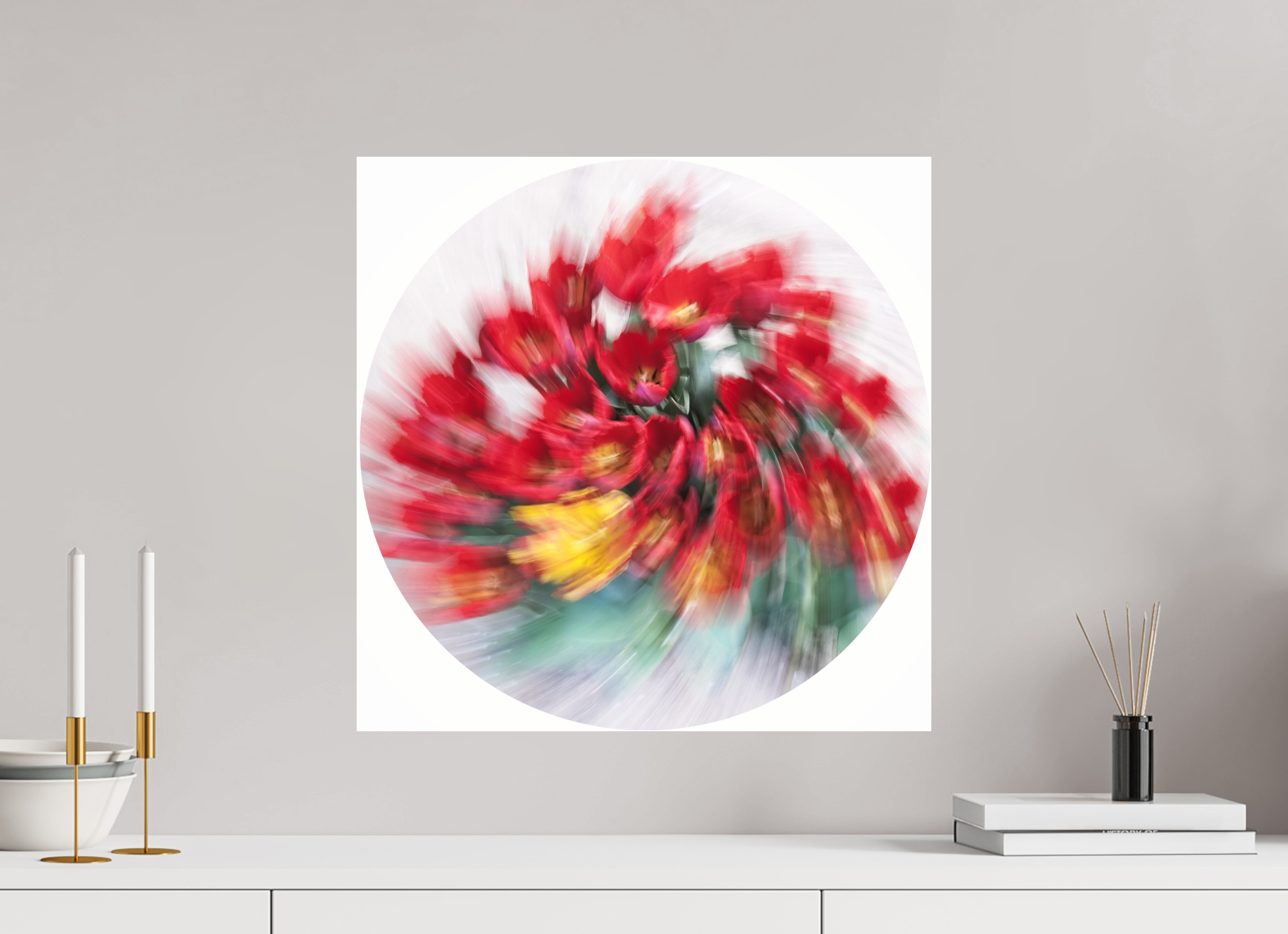 50 x 50 cm, Photo Print Under Acrylic Glass Sinfonie in Rot